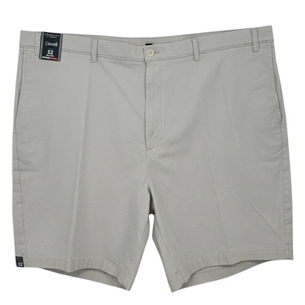 NEW Roundtree & Yorke Big Man Classic Fit Flat Front Shorts Beige Size 52